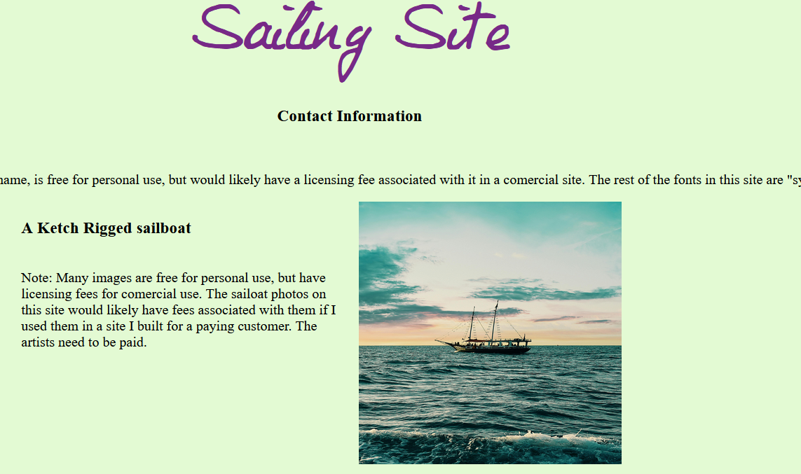 Single page template