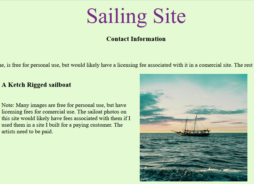 Single page template